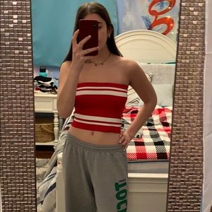 Red and white tube top